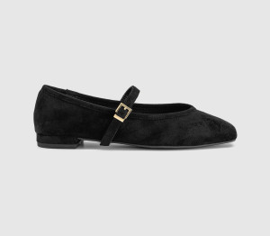 OFFICE Womens Firelight Square Toe One Strap Mary Janes Black Faux Suede, 4