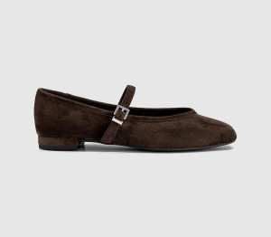 OFFICE Womens Firelight Square Toe One Strap Mary Janes Brown Faux Suede, 4