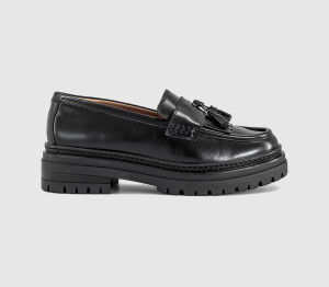 OFFICE Womens Freddie Chunky Tassel Loafers Black Leather, 5