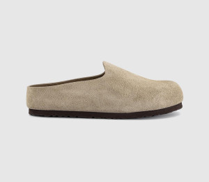 Birkenstock Amsterdam Wrapped Mens Clogs Taupe Suede In Natural, 10.5