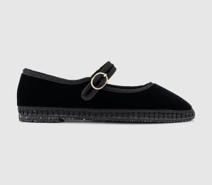 Flabelus Womens Mary Janes Black Velvet, 3