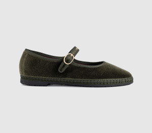 Flabelus Womens Mary Janes Forest Green, 5