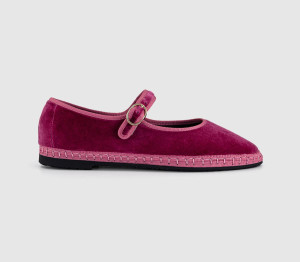 Flabelus Womens Mary Janes Pink Velvet, 5