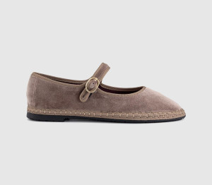 Flabelus Womens Mary Janes Taupe Velvet Natural, 3