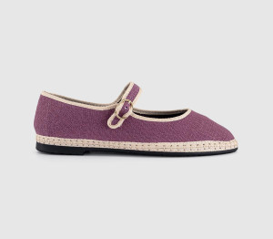 Flabelus Womens Mary Janes Linen Pink White, 3