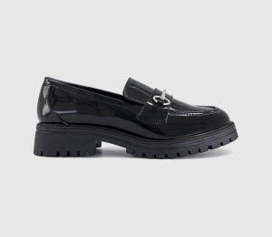 OFFICE Womens Flight Chunky Snaffle Loafers Black Patent, 7