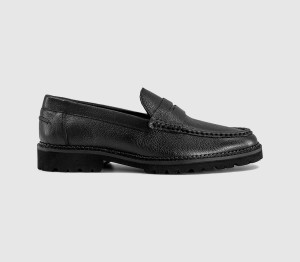 OFFICE Mens Chatham Chunky Saddle Loafers Black Leather, 6