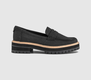 TOMS Womens Cara Loafers Black Leather, 4