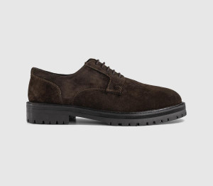 OFFICE Mens Canterbury Chunky Lace Up Derby Shoes Brown Suede, 10