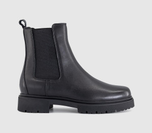 OFFICE Womens Amalfi Chunky Chelsea Ankle Boots Black Leather, 3