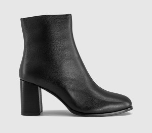 OFFICE Womens Avenue Round Toe Block Heel Ankle Boots Black Leather, 6