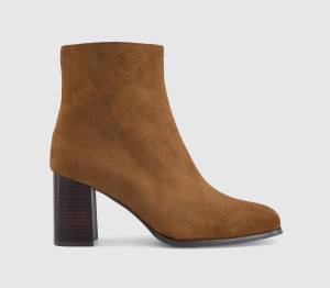 OFFICE Womens Avenue - Round Toe Block Heel Ankle Boots Tan Suede, 6