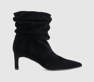 OFFICE Womens Amore Ruched Leg Ankle Boots Black Suede, 7