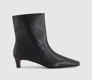 OFFICE Womens Apricot Low Heel Chisel Toe Boots Black Leather, 3