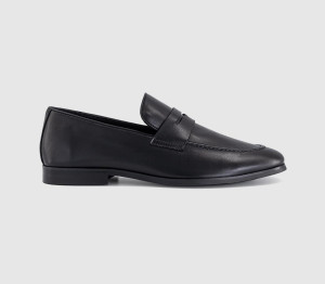 OFFICE Mens Monarch Penny Loafers Black Leather, 8