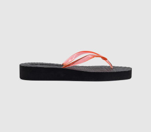 Sleepers Womens Tapered Platform Flip Flops Black Red Transparent, 7