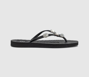 Sleepers Womens Ibiza Diamond Flip Flops Black, 5