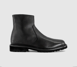Common Projects Mens Zipper Piuma Boots Black Leather, 10