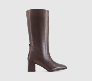 OFFICE Womens Studio: Kingsley Square Toe Pull On Boots Brown Leather, 3