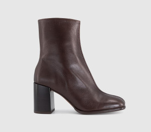 OFFICE Womens Studio: Allegra Centre Seam Block Heel Boots Brown Leather, 7