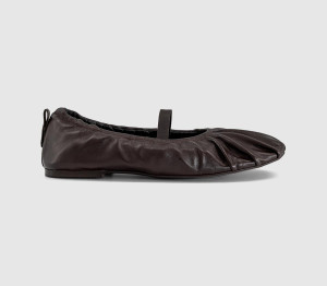 OFFICE Womens Studio: Fio Ruched Ballerinas Brown Leather, 7