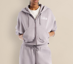 New Balance Womens Trackside Fleece Full Zip Off Line Grey, M