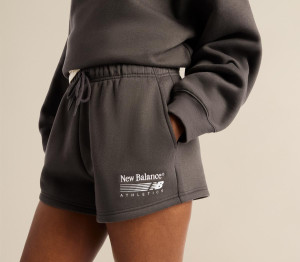 New Balance Womens Trackside Fleece Short Black Cement, XS