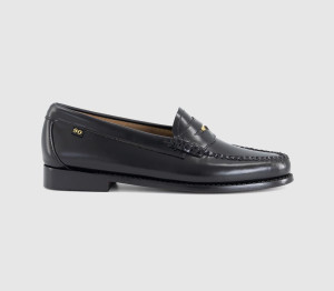 G.H Bass Womens Weejun Anniversary Penny Loafers Black Leather, 8
