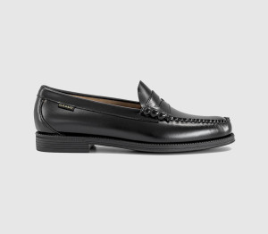 G.H Bass Mens Easy Weejun Flag Loafers Black Leather, 8