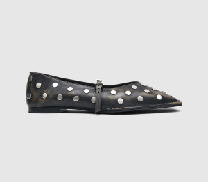 Alohas Womens Sway All Studs Buckle Ballet Pumps Vintage Effect Brown Leather, 7