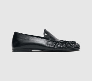 Alohas Womens Gabe Rift Loafers Black Leather, 7