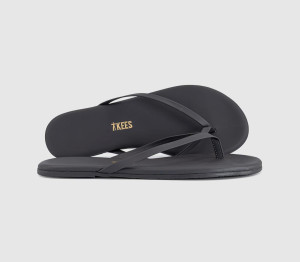 Tkees Womens Solids Flip Flops Washed Black, 4