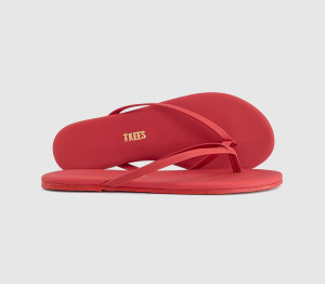 Tkees Womens Solids Flip Flops Red, 6