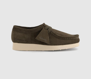 Clarks Originals Womens Wallebee Lite Shoes Dark Olive Suede Green, 5