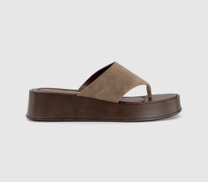 OFFICE Womens Midsummer Platform Toepost Sandals Beige Suede Natural, 8