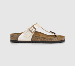 Birkenstock Kids Gizeh Toe Thong Footbed Sandals Graceful Pearl White, 3