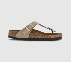 Birkenstock Womens Gizeh Toe Thong Soft Footbed Sandals Sandcastle Nubuck Natural, 8