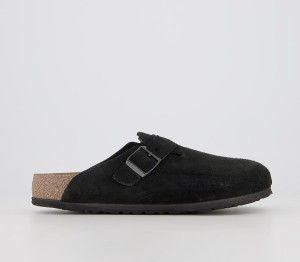 Birkenstock Mens Boston Clogs Black Suede Rubber, 8