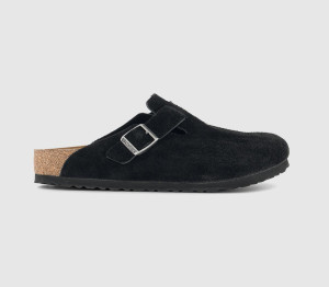 Birkenstock Boston Mens Black Suede Clogs, Size: 9