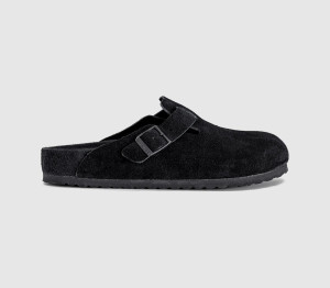 Birkenstock Boston Mens Clogs Black Exq Suede, 8