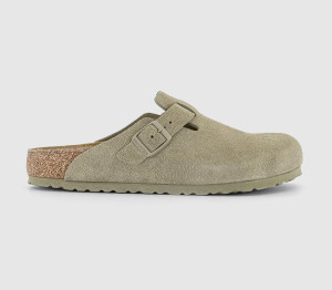 Birkenstock Mens Boston Clogs Faded Khaki Suede In Green, 10.5