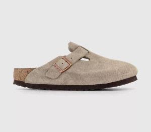 Birkenstock Mens Boston Clogs M Suede Taupe In Natural, 7