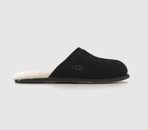 UGG Mens Scuff Slippers New Black Suede Sheepskin, 6