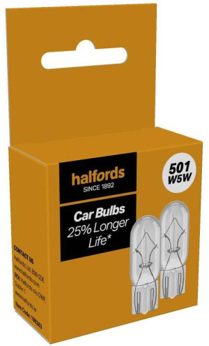 Halfords 501 W5W Car Bulb Twin Pack