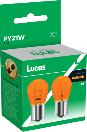 Lucas 581 PY21W Car Bulb Twin Pack