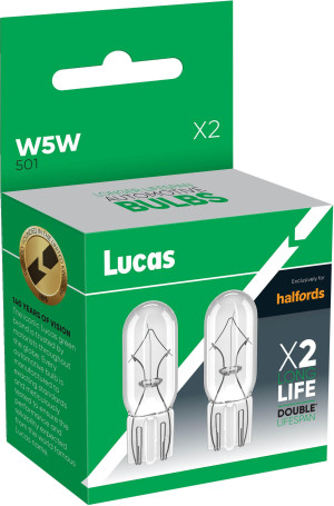 Lucas 501 W5W Double Lifespan Car Bulb Twin Pack