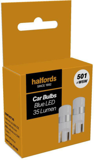 Halfords 501 Blue LED Car Bulb Twin Pack