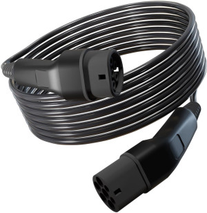 Wottz Type 2 to Type 2 32A 7.4kW EV Cable - 20m Black