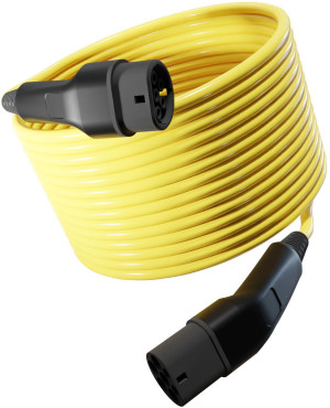 Wottz 3 Phase Type 2 to Type 2 32A / 22kW EV Cable - 40m Black