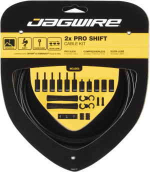 Jagwire 2x Pro Shift Cable Kit, Black
